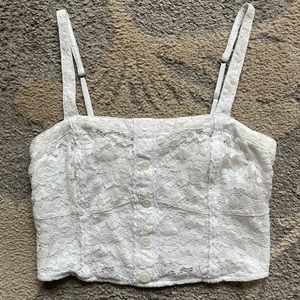 A&F Women’s white lace crop top